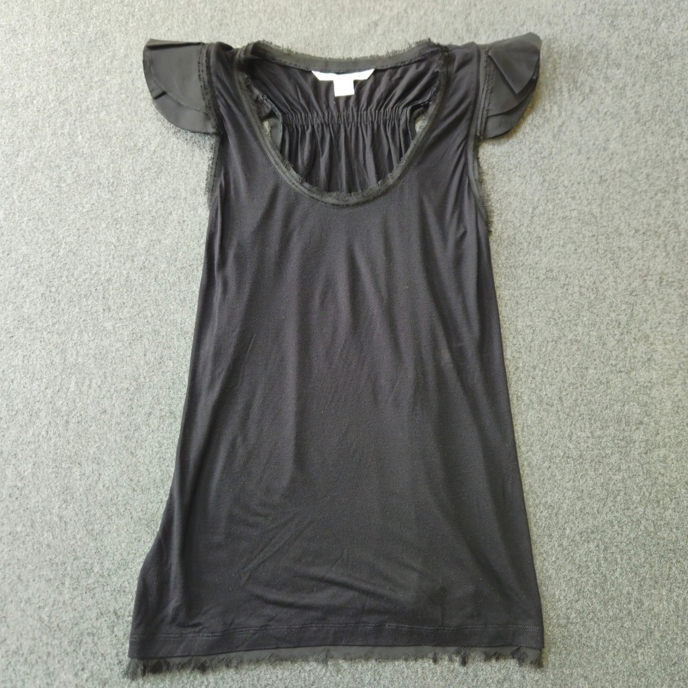 Diane von Furstenberg Dorset Top L Black Chiffon Whimsigoth Regencycore Ballet